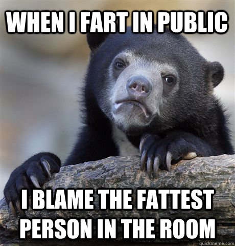 When i fart in public I blame the fattest person in the room - When i fart in public I blame the fattest person in the room  Confession Bear