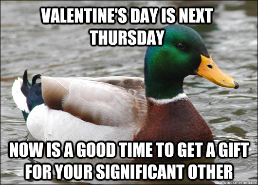 Valentine's Day is next Thursday Now is a good time to get a gift for your significant other  Actual Advice Mallard