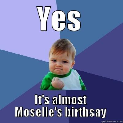 YES IT'S ALMOST MOSELLE'S BIRTHSAY Success Kid