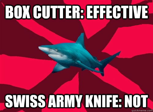 box cutter: effective swiss army knife: not  Self-Injury Shark