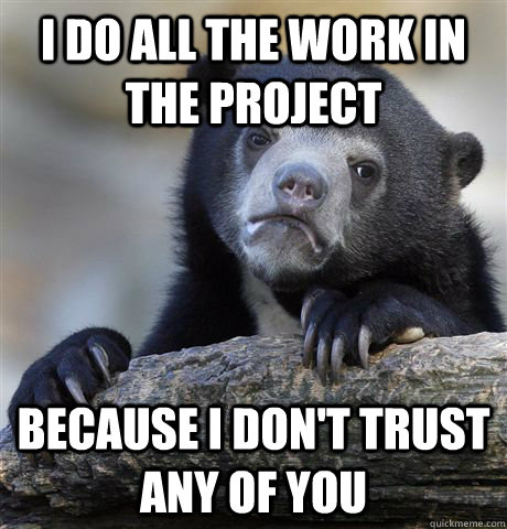 I do all the work in the project because i don't trust any of you - I do all the work in the project because i don't trust any of you  Confession Bear