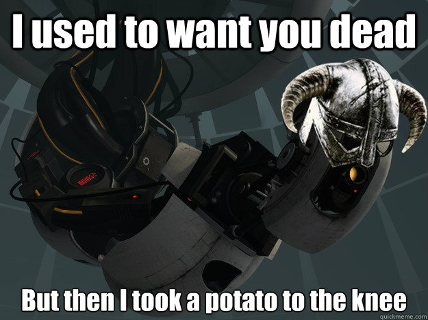 I used to want you dead But then I took a potato to the knee  