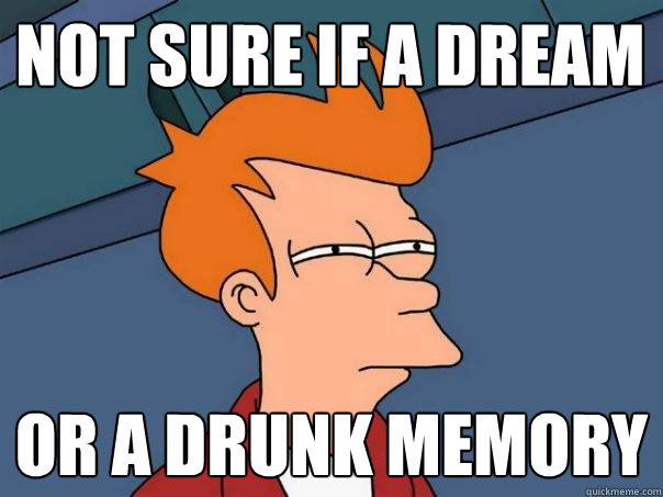 not sure if a dream  or a drunk memory  Futurama Fry