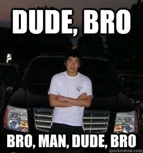 dude, bro bro, man, dude, bro  Silly Steve