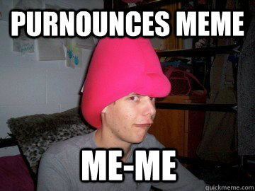 purnounces MEME me-me  overly obnoxious kid