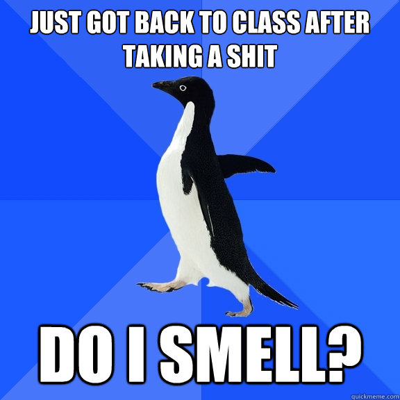 just got back to class after taking a shit do i smell?  Socially Awkward Penguin