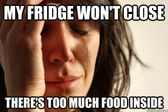 My fridge won't close There's too much food inside  First World Problems