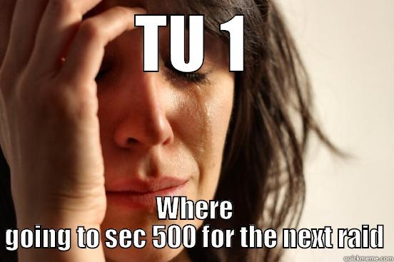 TU 1 WHERE GOING TO SEC 500 FOR THE NEXT RAID First World Problems