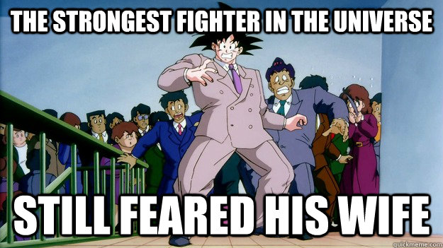 the strongest fighter in the universe Still feared his wife   Son Goku