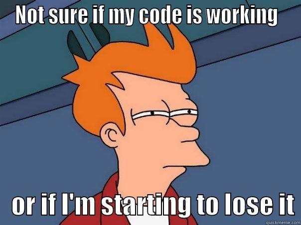 NOT SURE IF MY CODE IS WORKING     OR IF I'M STARTING TO LOSE IT Futurama Fry