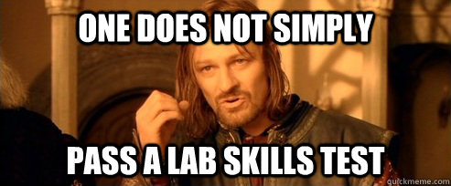 One does not simply pass a lab skills test  One Does Not Simply