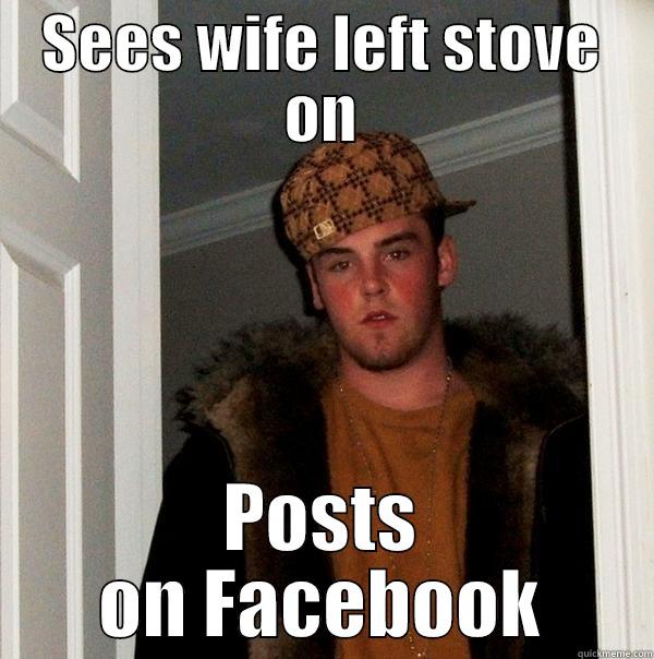 SEES WIFE LEFT STOVE ON POSTS ON FACEBOOK Scumbag Steve