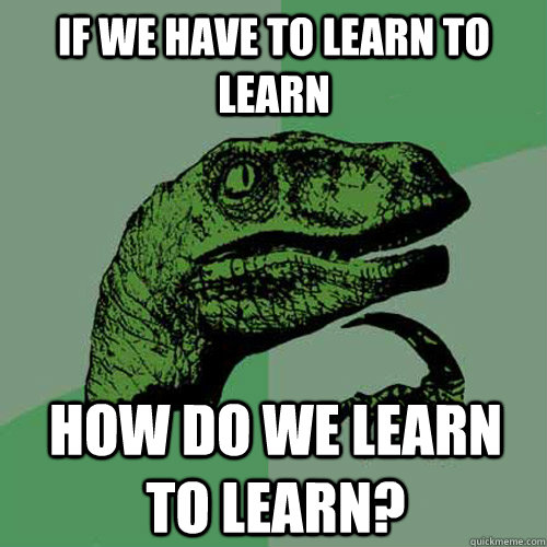 If we have to learn to learn how do we learn to learn?  Philosoraptor