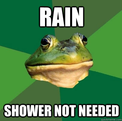 rain shower not needed  Foul Bachelor Frog