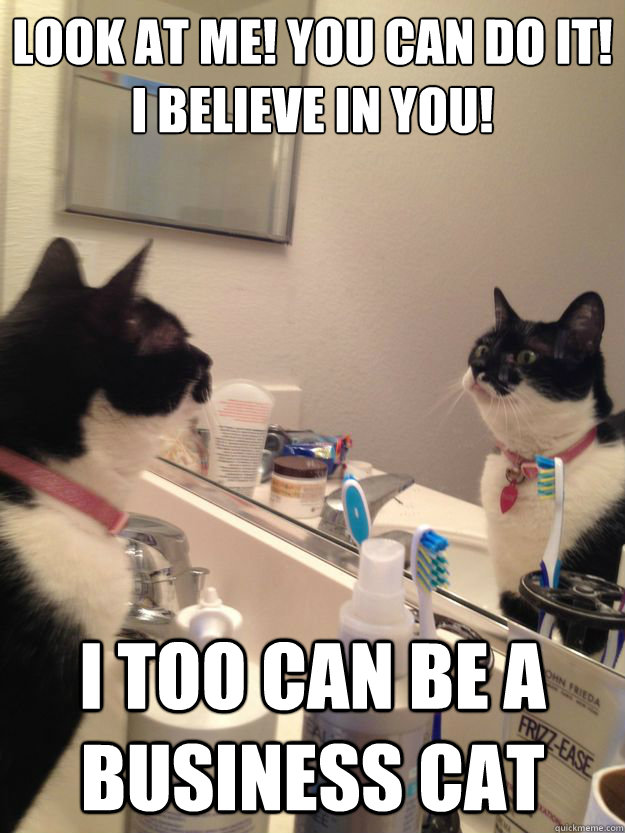look at me! you can do it! i believe in you! i too can be a business cat - look at me! you can do it! i believe in you! i too can be a business cat  Self Help Cat