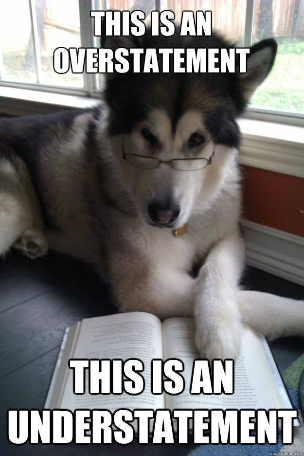 This is an overstatement
   This is an understatement  Condescending Literary Pun Dog