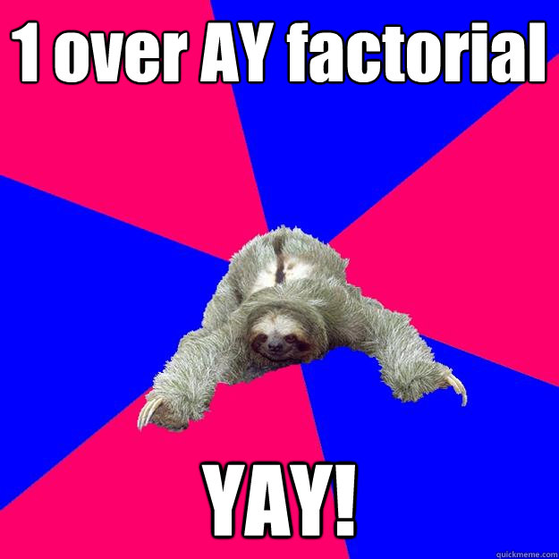 1 over AY factorial YAY!  Math Major Sloth