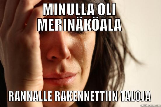 MINULLA OLI MERINÄKÖALA RANNALLE RAKENNETTIIN TALOJA First World Problems