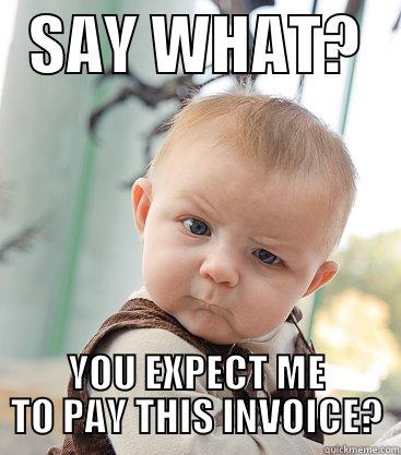 Hourly Billing -   SAY WHAT?    YOU EXPECT ME TO PAY THIS INVOICE? skeptical baby