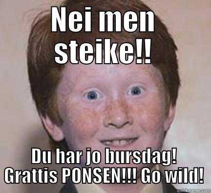 NEI MEN STEIKE!! DU HAR JO BURSDAG! GRATTIS PONSEN!!! GO WILD! Over Confident Ginger