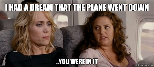 I had a dream that the plane went down ..You were in it  Plane crash