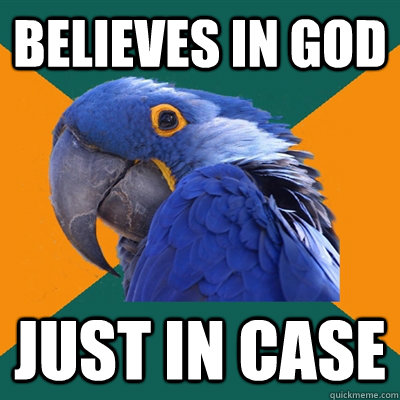 Believes in God Just in case  Paranoid Parrot