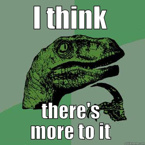 I THINK THERE'S MORE TO IT Philosoraptor