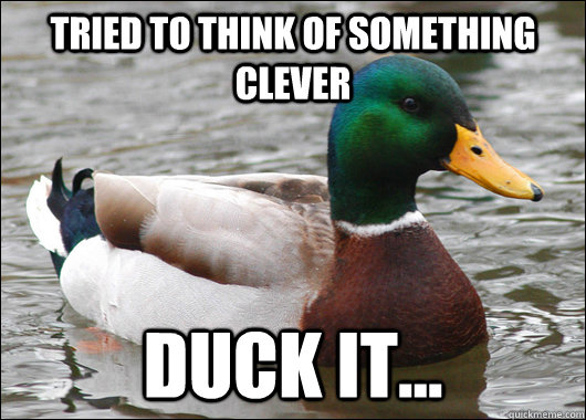 tried to think of something clever duck it...  Actual Advice Mallard