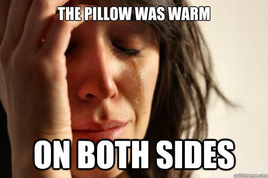 The pillow was warm on both sides  First World Problems