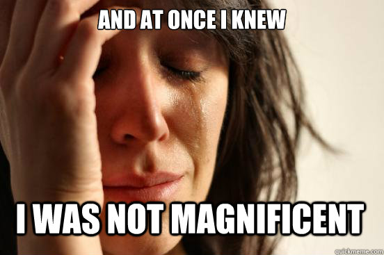 AND AT ONCE I KNEW I WAS NOT MAGNIFICENT  First World Problems