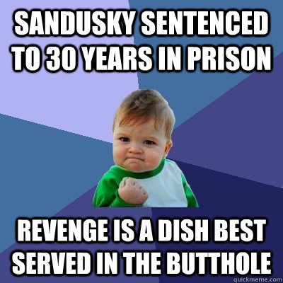 Sandusky sentenced to 30 years in prison revenge is a dish best served in the butthole - Sandusky sentenced to 30 years in prison revenge is a dish best served in the butthole  Success Kid