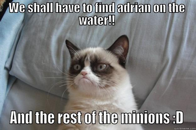 WE SHALL HAVE TO FIND ADRIAN ON THE WATER!! AND THE REST OF THE MINIONS :D Grumpy Cat