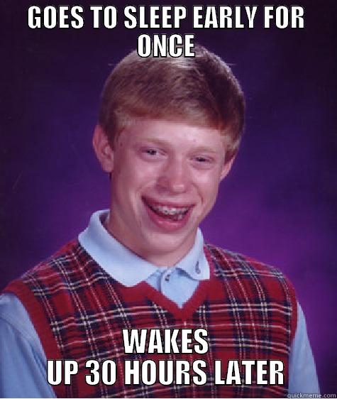 GOES TO SLEEP EARLY FOR ONCE WAKES UP 30 HOURS LATER Bad Luck Brian
