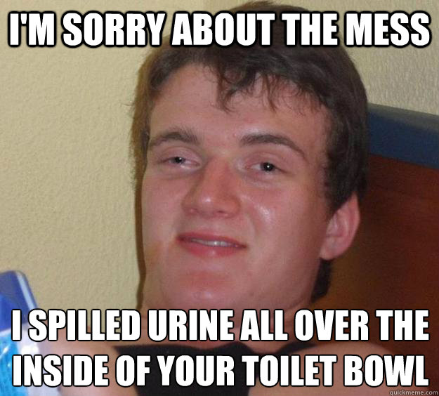 I'm sorry about the mess I spilled urine all over the inside of your toilet bowl - I'm sorry about the mess I spilled urine all over the inside of your toilet bowl  10 Guy