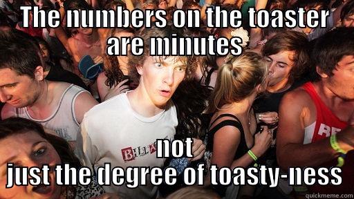 THE NUMBERS ON THE TOASTER ARE MINUTES NOT JUST THE DEGREE OF TOASTY-NESS Sudden Clarity Clarence