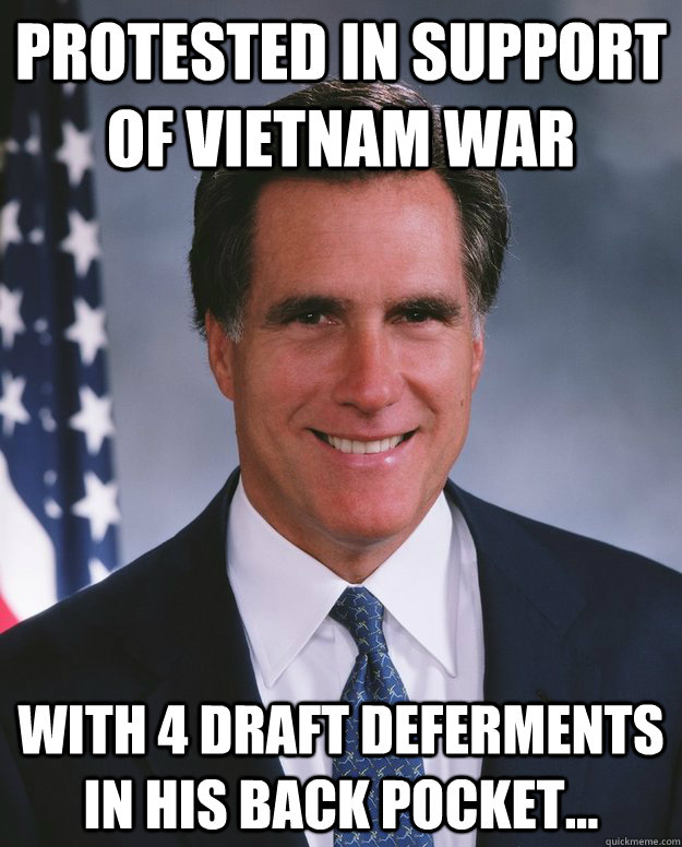 Protested in support of Vietnam War With 4 draft deferments in his back pocket... - Protested in support of Vietnam War With 4 draft deferments in his back pocket...  Misc