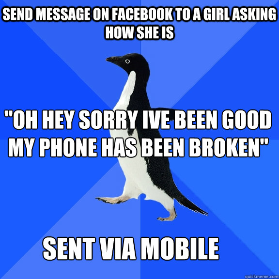 Send message on facebook to a girl asking how she is 