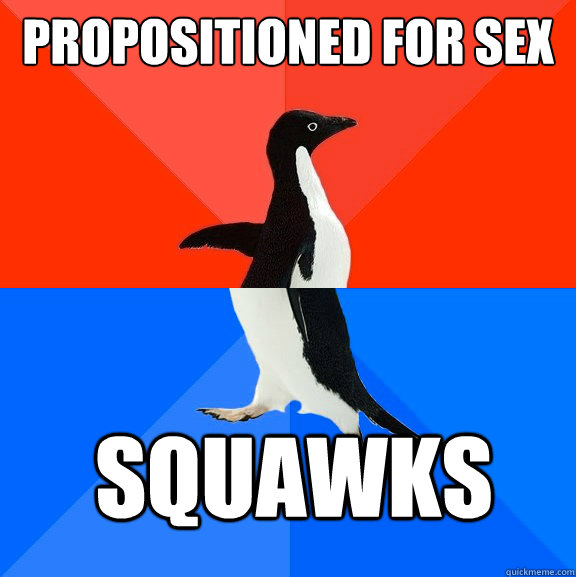 propositioned for sex squawks  Socially Awesome Awkward Penguin