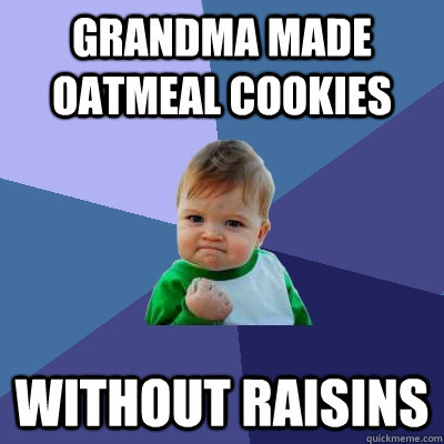 Grandma made oatmeal cookies without raisins - Grandma made oatmeal cookies without raisins  Success Kid