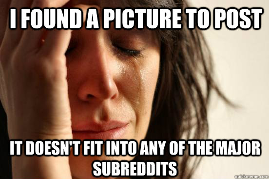 I found a picture to post it doesn't fit into any of the major subreddits  First World Problems