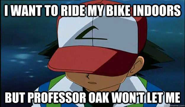 i want to ride my bike indoors but professor oak won't let me  
