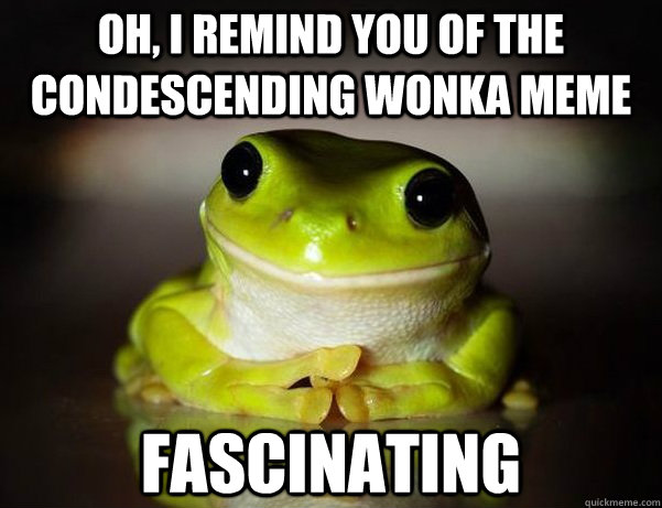 oh, i remind you of the Condescending wonka meme Fascinating  Fascinated Frog