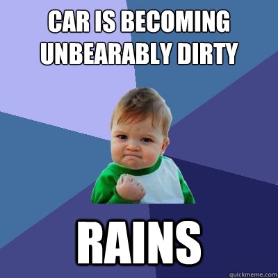 Car is becoming unbearably dirty Rains  Success Kid