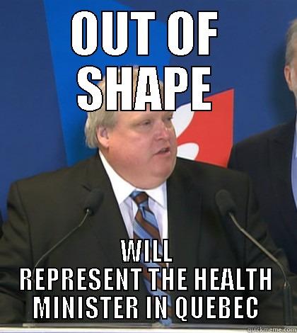 OUT OF SHAPE WILL REPRESENT THE HEALTH MINISTER IN QUEBEC Misc