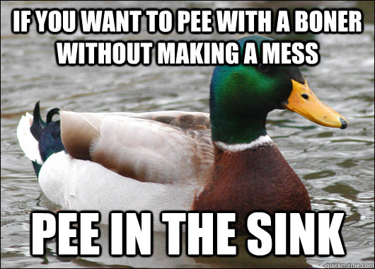 If you want to pee with a boner without making a mess Pee in the sink - If you want to pee with a boner without making a mess Pee in the sink  Actual Advice Mallard