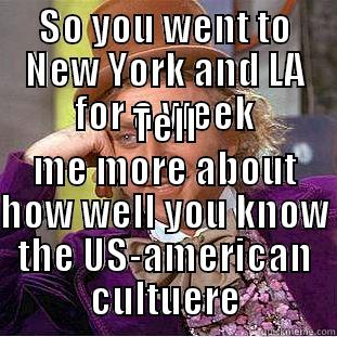 SO YOU WENT TO NEW YORK AND LA FOR A WEEK TELL ME MORE ABOUT HOW WELL YOU KNOW THE US-AMERICAN CULTUERE Condescending Wonka