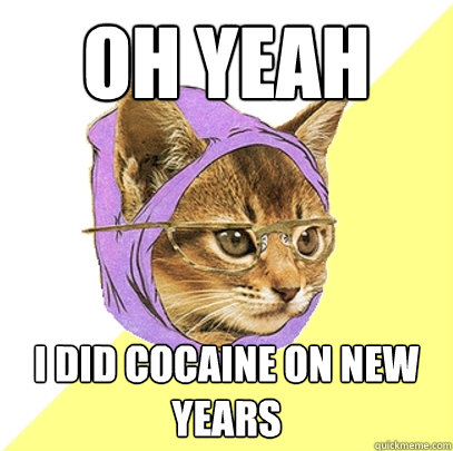 oh yeah i did cocaine on new years  Hipster Kitty