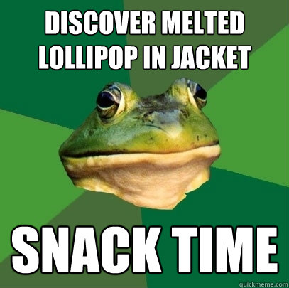 Discover melted lollipop in jacket snack time  