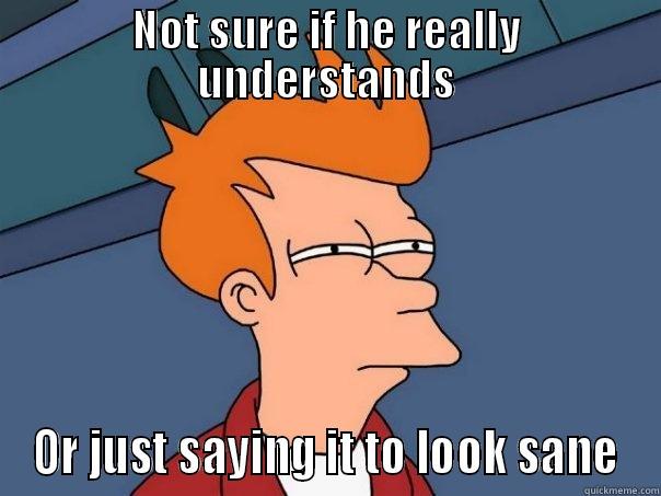 NOT SURE IF HE REALLY UNDERSTANDS OR JUST SAYING IT TO LOOK SANE Futurama Fry