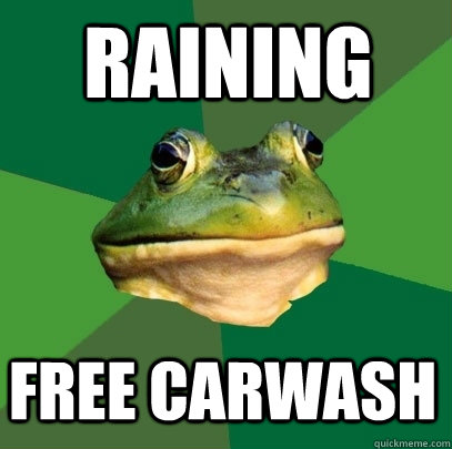 Raining free carwash  Foul Bachelor Frog